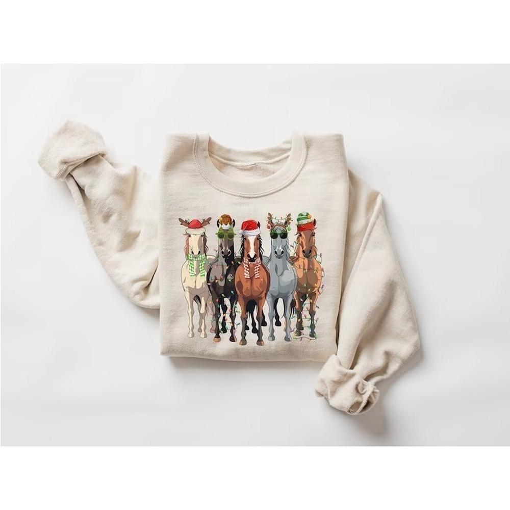 Horse Christmas Sweatshirt Western Cowboy Holiday Crewneck